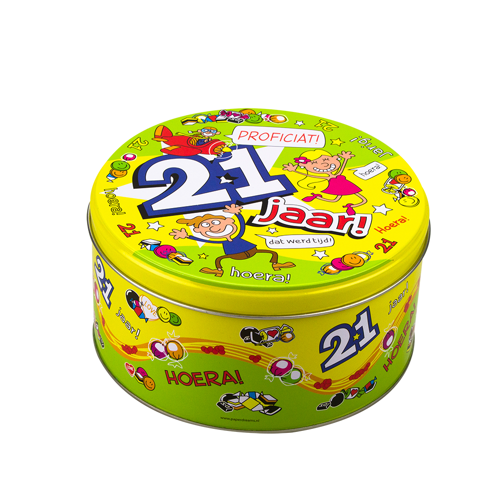 Wypełniona puszka ze słodyczami 21 lat – 500 g