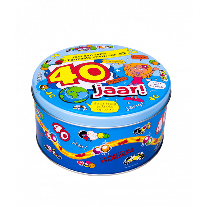Wypełniona puszka ze słodyczami 40 lat (kobieta) – 500 g