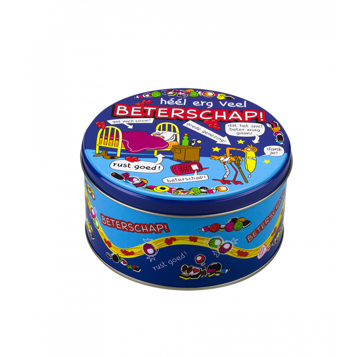 Filled sweet tin get well soon and 500 grams