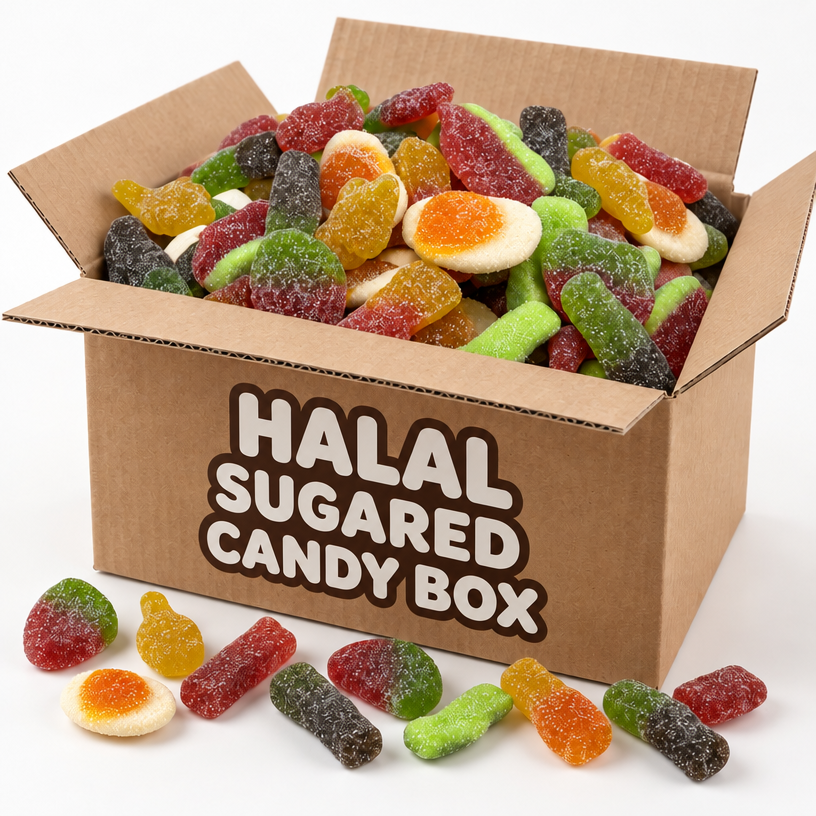 Halal box ze słodyczami z cukrem
